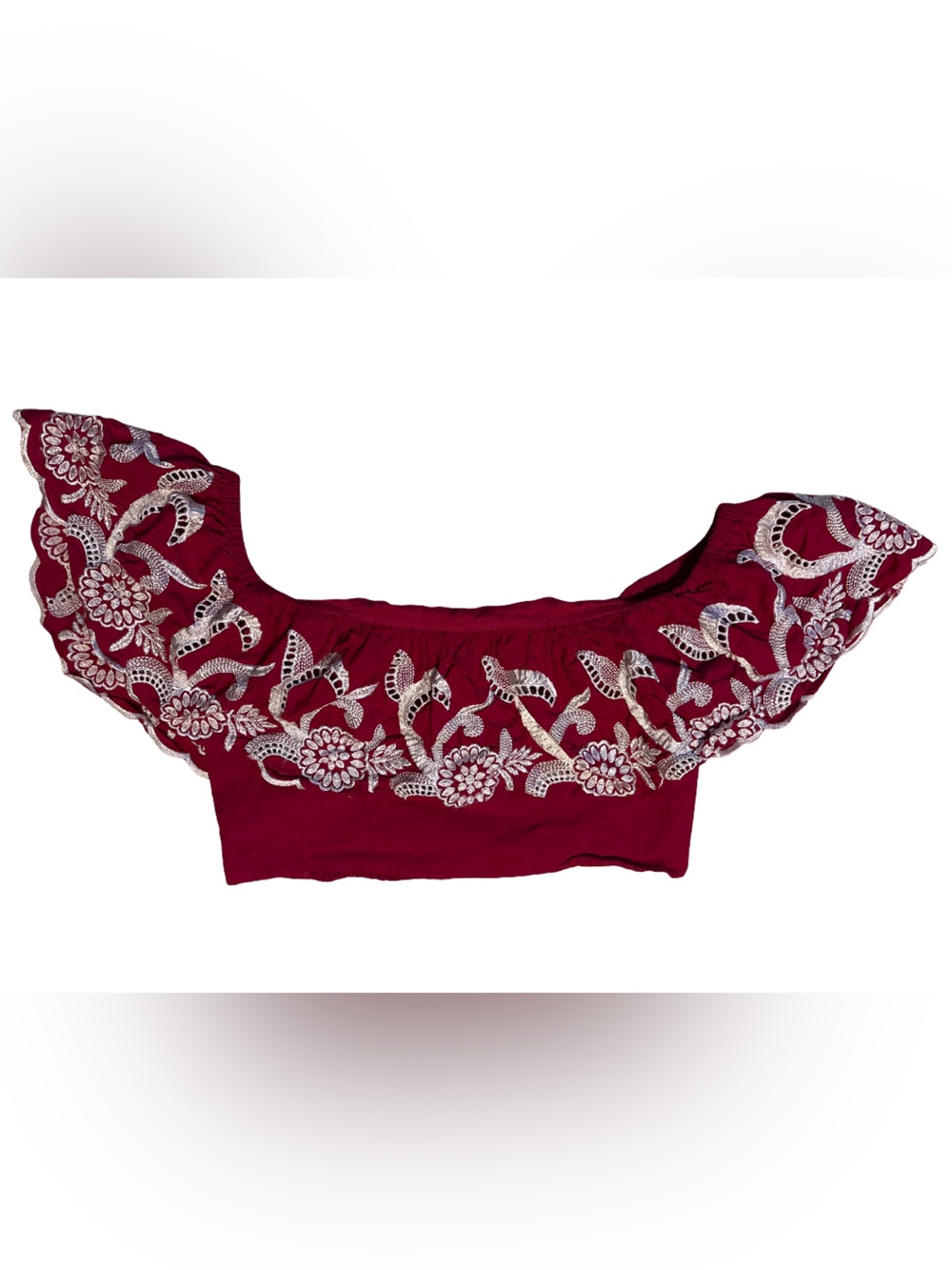 Express Women's Berry Pink Embroidered Off-Shoulder Top